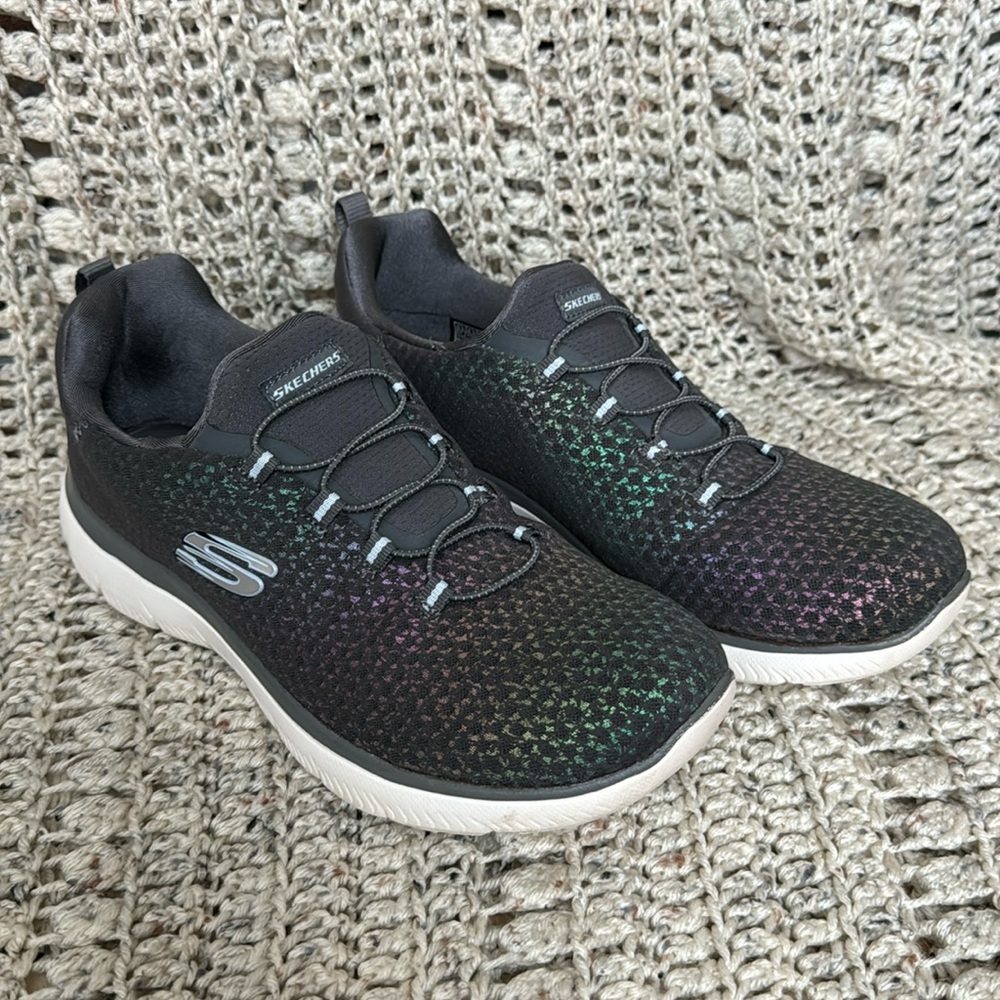 Sketchers Slip-ins - grey w/ iridescent rainbow
